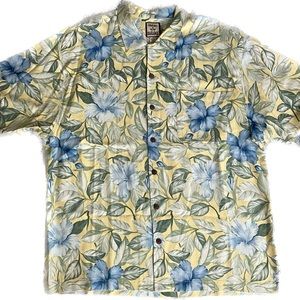 TOMMY BAHAMA Shirt Men's XL 100% Silk Short Sleeve Button Down Hawaiian Shirt
